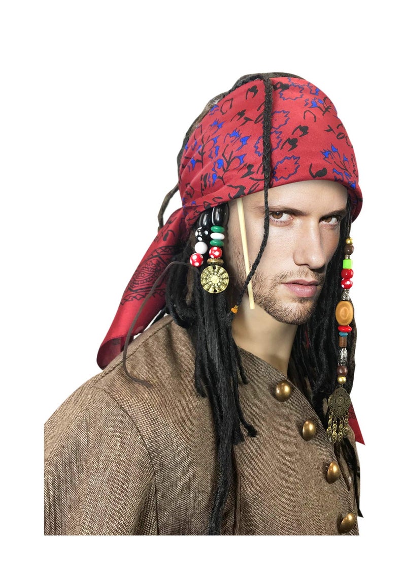 costumebase Exact WIG w/Bandana Dreadlock And Hair Beads Stick DLX Jack Sparrow Costume - Image 1